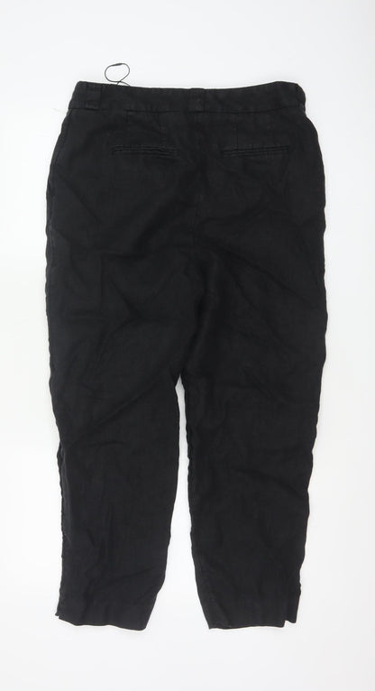 Marks and Spencer Autograph Women's Black Linen Cropped Tapered Trousers Size 14