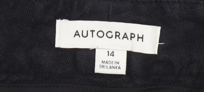 Marks and Spencer Autograph Women's Black Linen Cropped Tapered Trousers Size 14