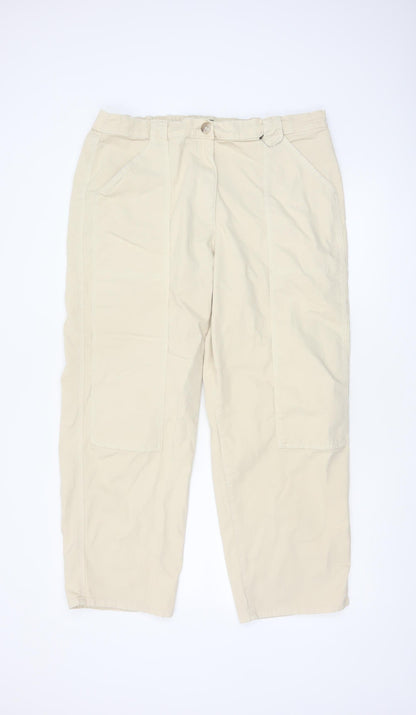 Marks and Spencer Women's Beige Cargo Trousers Size 18 Straight Leg