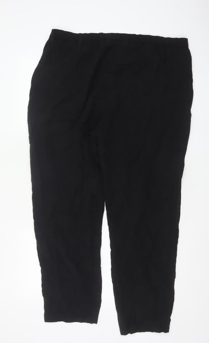 Marks and Spencer Womens Black Regular Fit Lyocell Blend Trousers Size 18