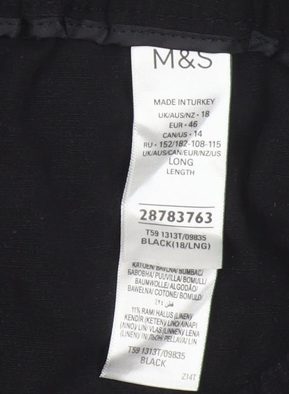 Marks and Spencer Womens Black Regular Fit Lyocell Blend Trousers Size 18