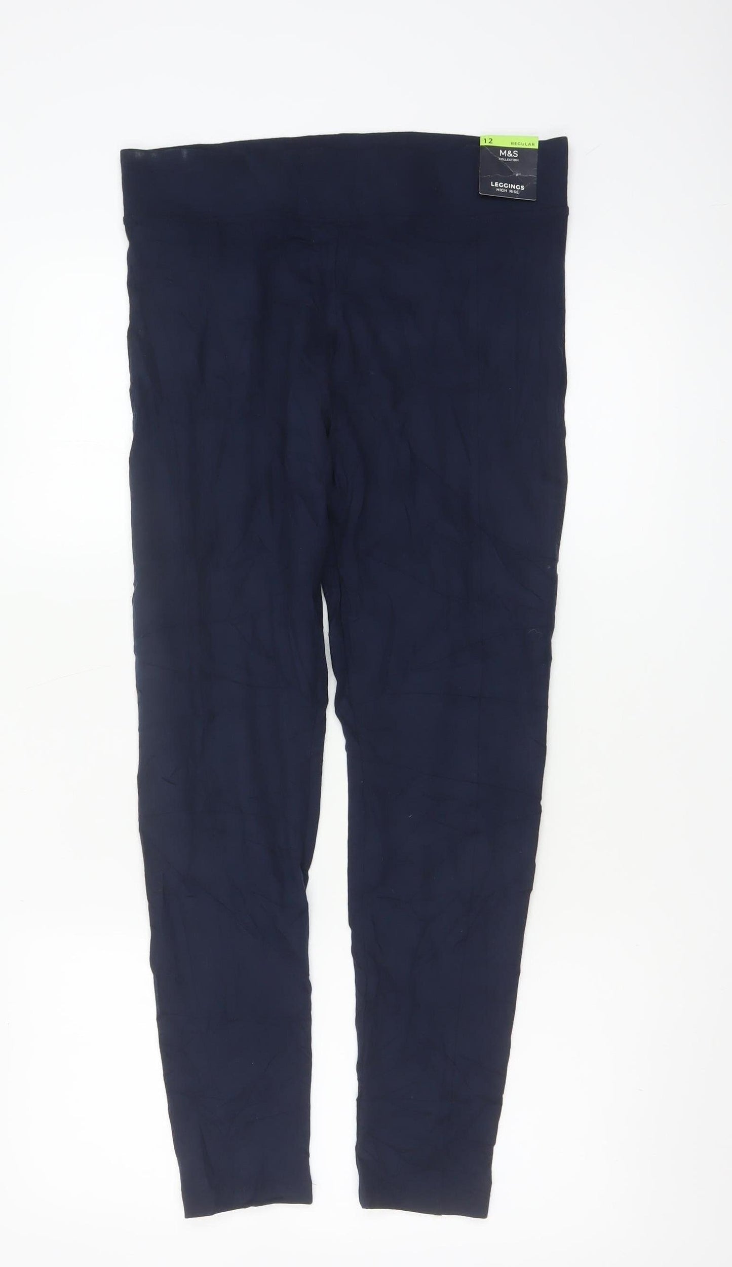 Marks and Spencer Womens Blue Regular Leggings Size 12 Stretch Jersey Trousers