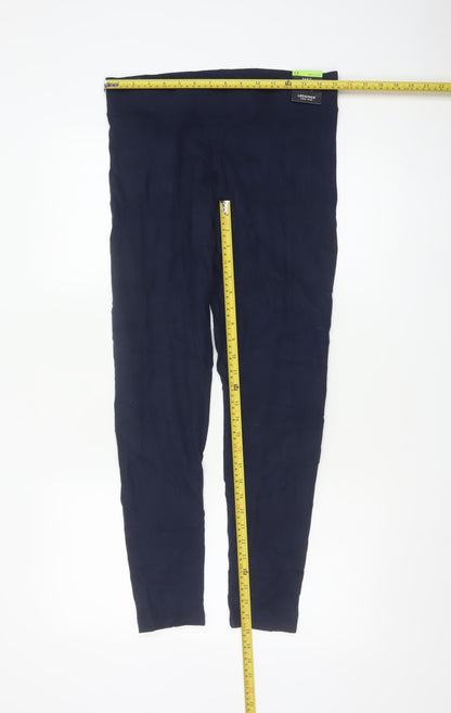 Marks and Spencer Womens Blue Regular Leggings Size 12 Stretch Jersey Trousers