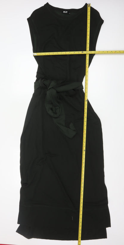 ME+EM Women's Black Midi Shift Belted Sleeveless Dress Size 14