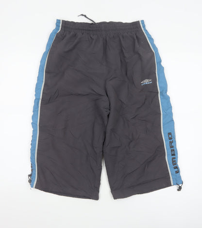 Umbro Men's Grey Blue Cargo Shorts M 32/34 Elastic Waist Sports Style