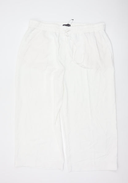 Marks and Spencer Women Ivory Wide-Leg Trousers Size 20