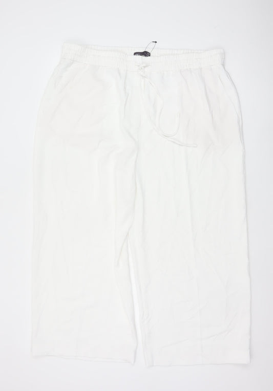 Marks and Spencer Women Ivory Wide-Leg Trousers Size 20