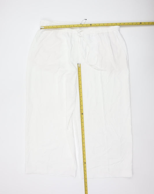 Marks and Spencer Women Ivory Wide-Leg Trousers Size 20