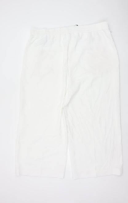 Marks and Spencer Women Ivory Wide-Leg Trousers Size 20