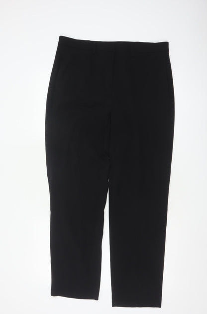 Marks and Spencer Women Black Regular Fit Straight Leg Trousers Size 14
