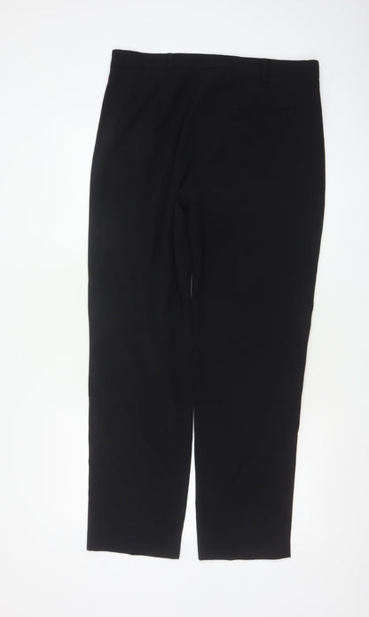 Marks and Spencer Women Black Regular Fit Straight Leg Trousers Size 14