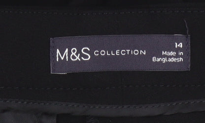 Marks and Spencer Women Black Regular Fit Straight Leg Trousers Size 14