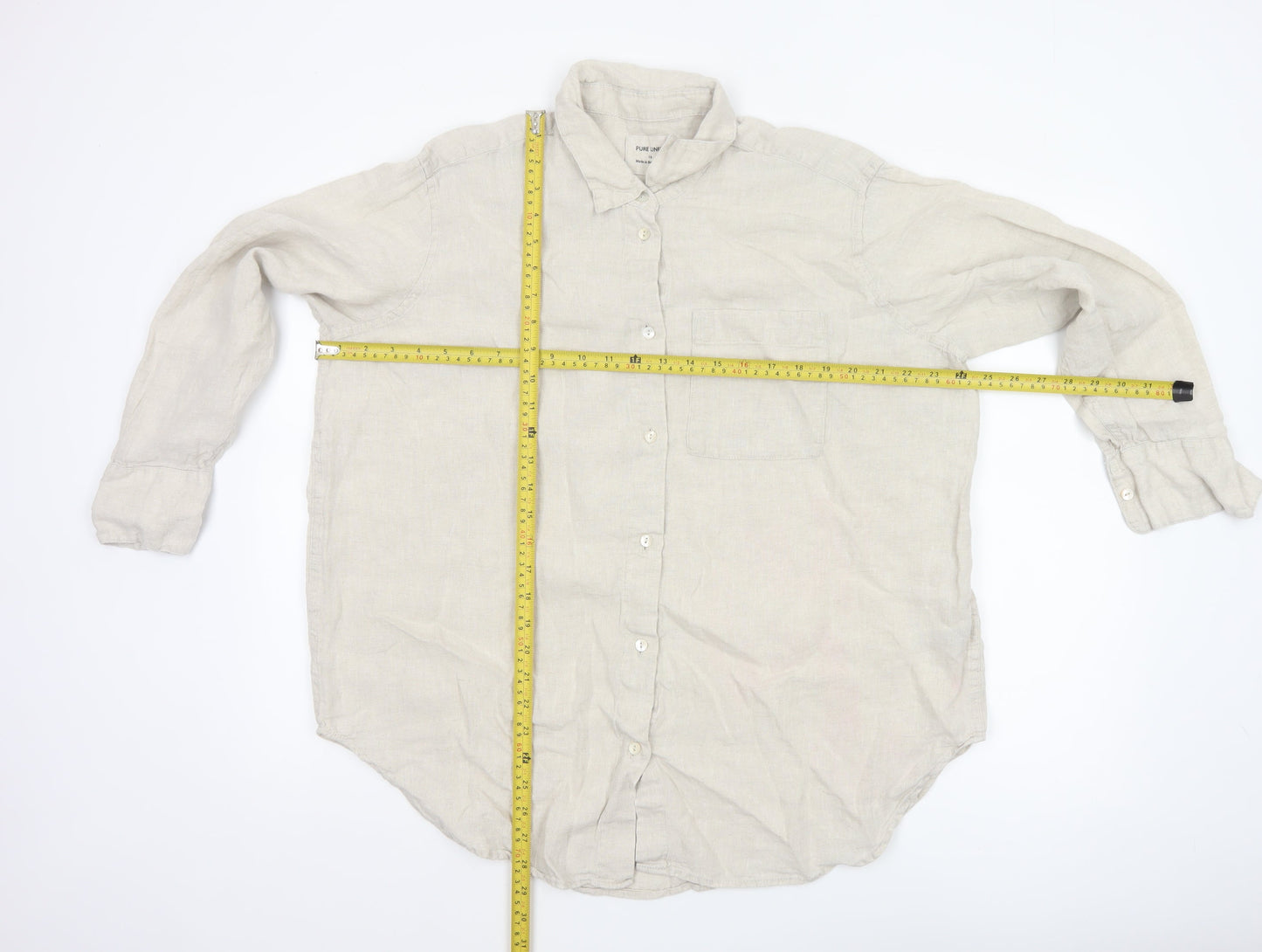 Marks and Spencer Women’s Beige Pure Linen Button-Up Shirt Size 16