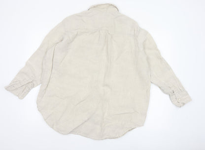 Marks and Spencer Women’s Beige Pure Linen Button-Up Shirt Size 16