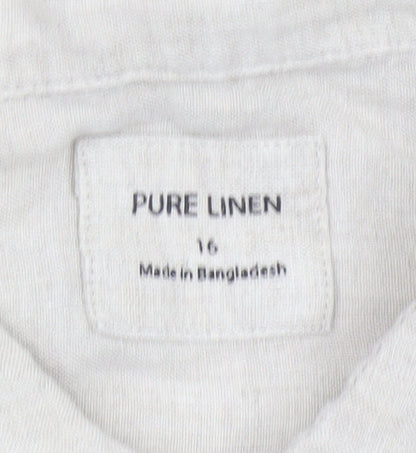 Marks and Spencer Women’s Beige Pure Linen Button-Up Shirt Size 16