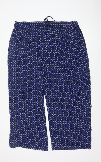 Marks and Spencer Women's Blue Geometric Cropped Trousers Size 12
