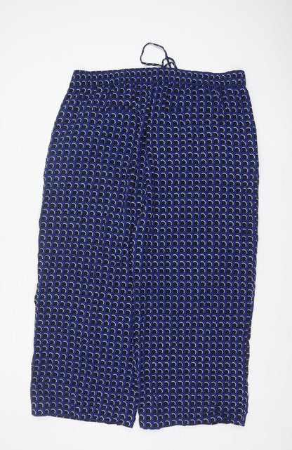 Marks and Spencer Women's Blue Geometric Cropped Trousers Size 12