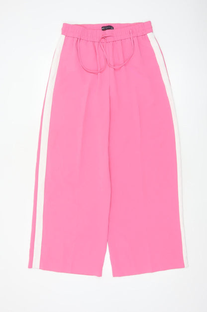 Marks and Spencer Womens Pink Wide-Leg Trousers Size 10