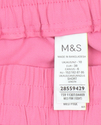 Marks and Spencer Womens Pink Wide-Leg Trousers Size 10