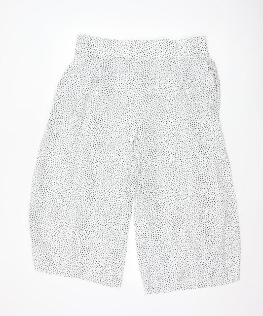 Marks and Spencer Women White Polka Dot Cropped Wide-Leg Trousers Size 16