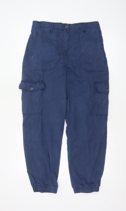 Marks and Spencer Women Blue Cargo Trousers Size 12 Cotton Blend