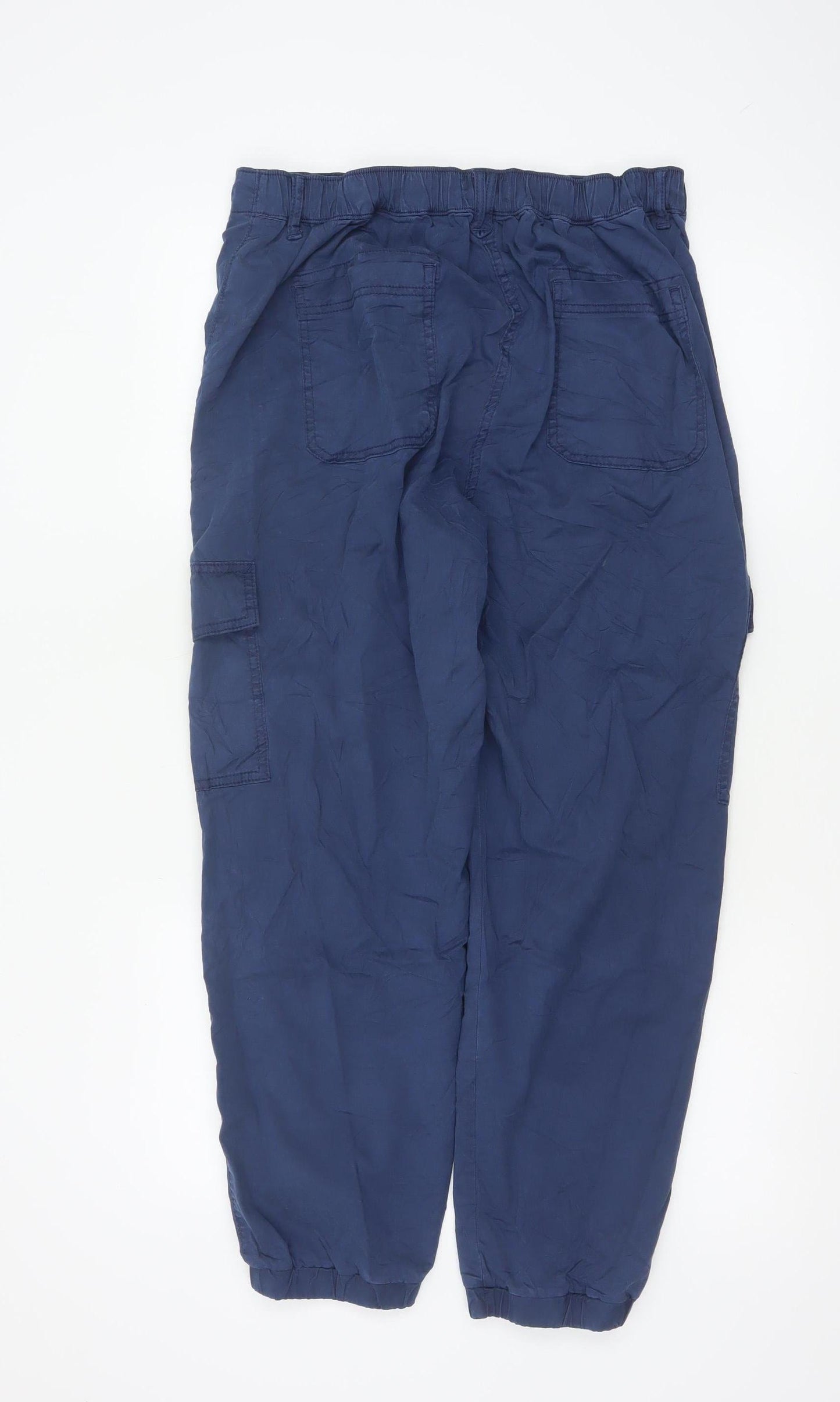 Marks and Spencer Women Blue Cargo Trousers Size 12 Cotton Blend