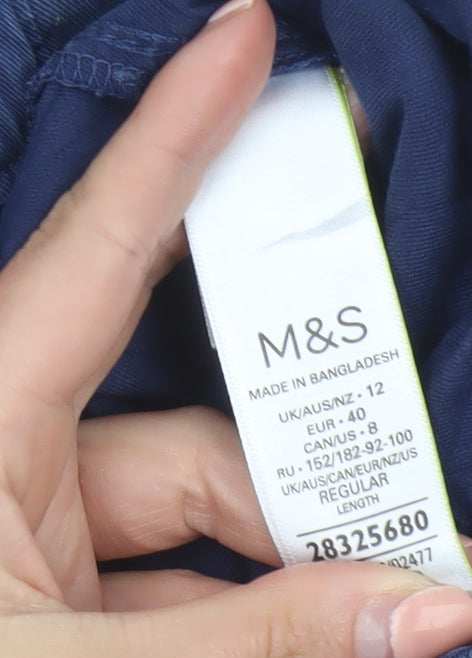 Marks and Spencer Women Blue Cargo Trousers Size 12 Cotton Blend