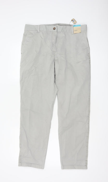 Marks and Spencer Womens Grey Chino Trousers Size 14 Regular Fit