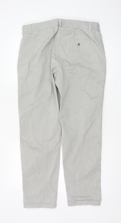 Marks and Spencer Womens Grey Chino Trousers Size 14 Regular Fit