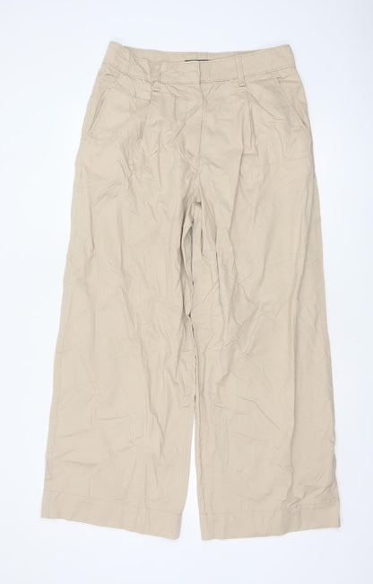 Marks and Spencer Women Beige Chino Wide-Leg Trousers Size 12