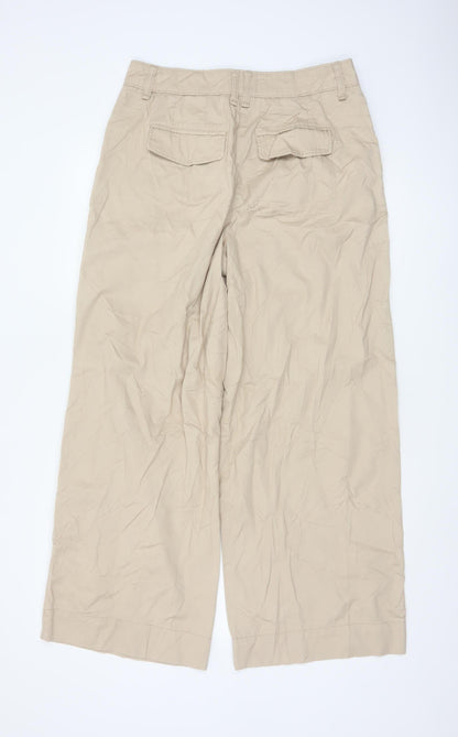 Marks and Spencer Women Beige Chino Wide-Leg Trousers Size 12