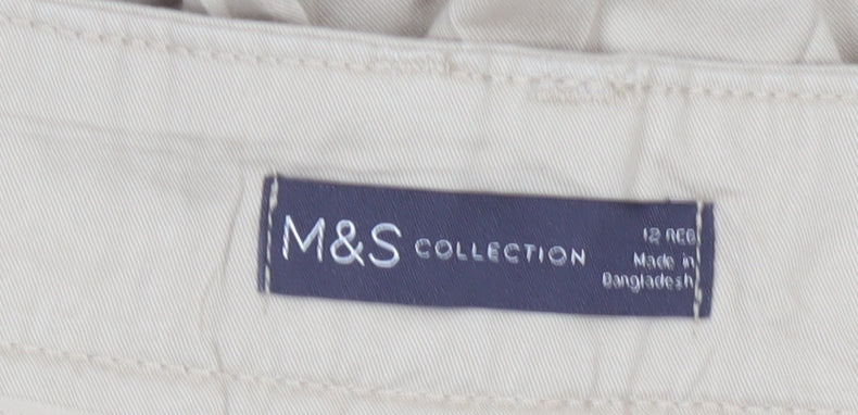 Marks and Spencer Women Beige Chino Wide-Leg Trousers Size 12
