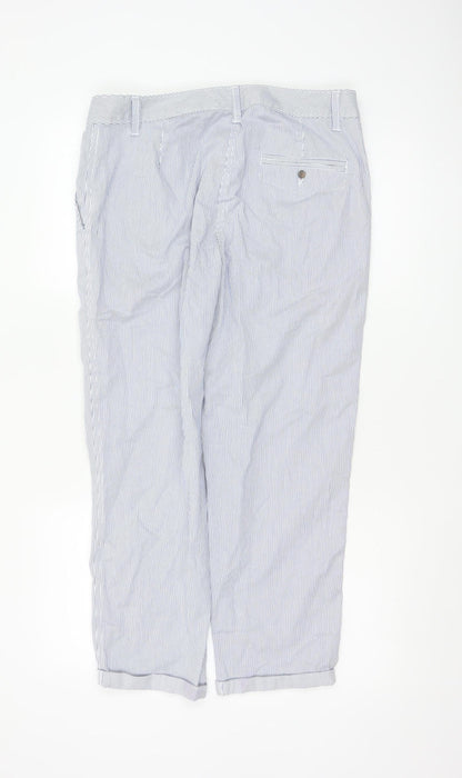 Marks and Spencer Women's Blue Striped Chino Trousers Size 12 Short