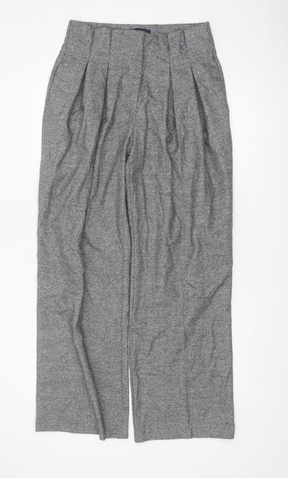 Marks and Spencer Women's Grey Pleated Wide-Leg Trousers Size 12