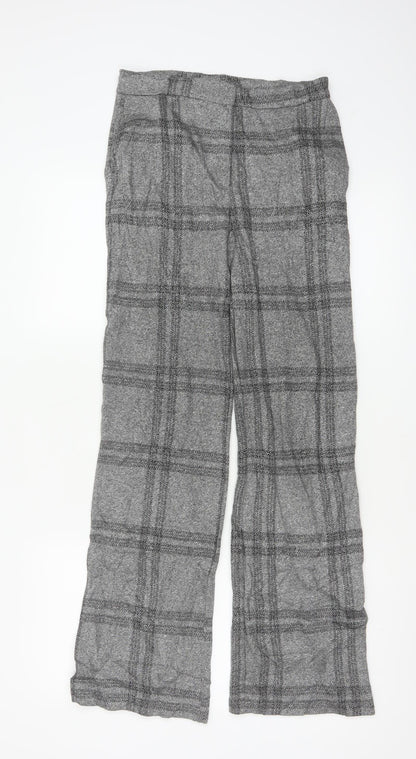 Next Women’s Grey Check Wide-Leg Trousers Size 6
