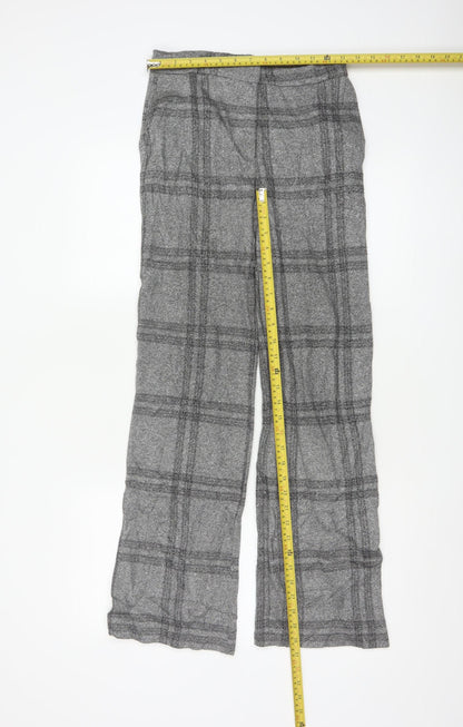 Next Women’s Grey Check Wide-Leg Trousers Size 6