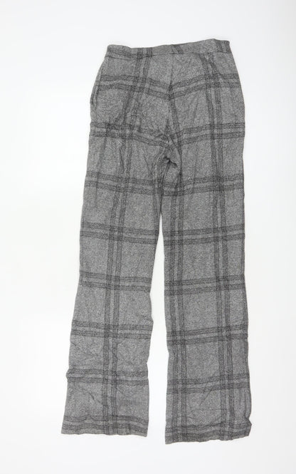 Next Women’s Grey Check Wide-Leg Trousers Size 6