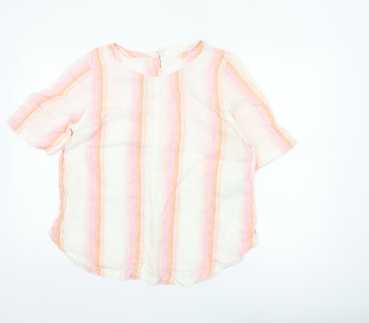 Marks and Spencer Women’s Multicoloured Linen Striped Tunic Blouse Size 12