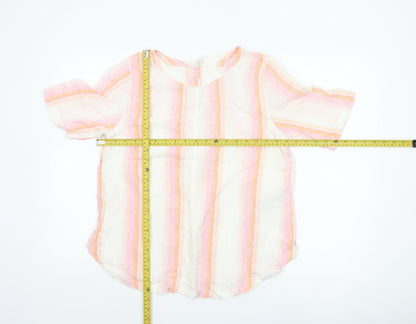 Marks and Spencer Women’s Multicoloured Linen Striped Tunic Blouse Size 12