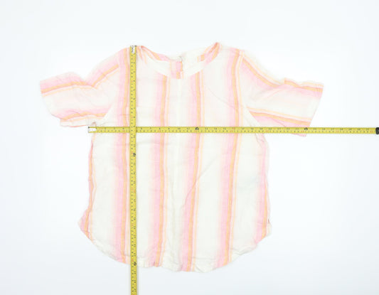 Marks and Spencer Women’s Multicoloured Linen Striped Tunic Blouse Size 12