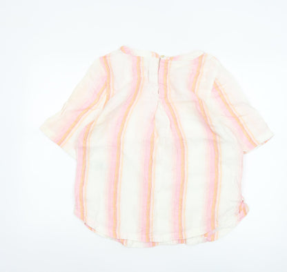 Marks and Spencer Women’s Multicoloured Linen Striped Tunic Blouse Size 12