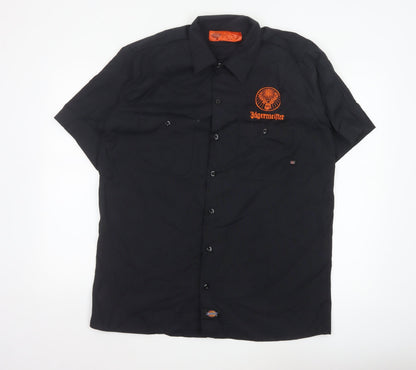 Dickies Men’s Black Jägermeister Work Shirt L Short Sleeve Button-Up