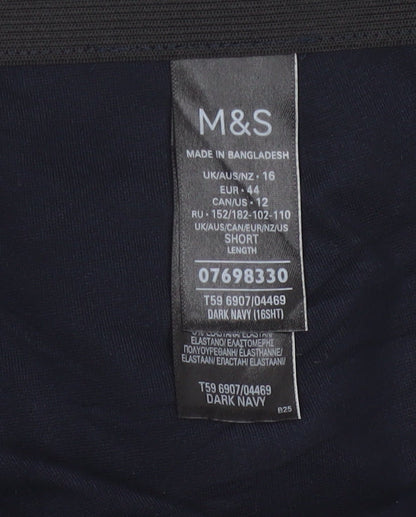 Marks and Spencer Women Blue Size 16 Straight Leg Stretch Trousers