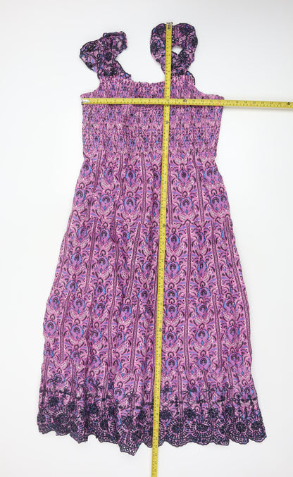 Marks and Spencer Women’s Pink Paisley A-Line Midi Summer Dress Size 14