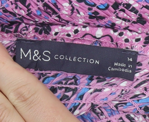 Marks and Spencer Women’s Pink Paisley A-Line Midi Summer Dress Size 14