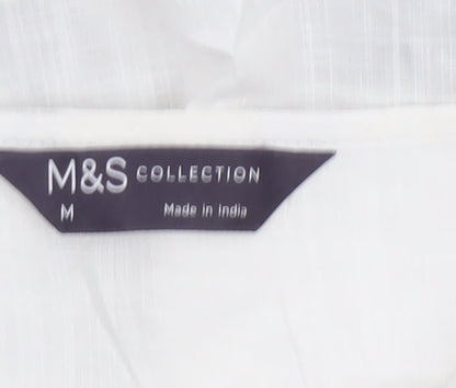Marks and Spencer Women’s White Embroidered Bohemian Cotton Knee Length Dress M
