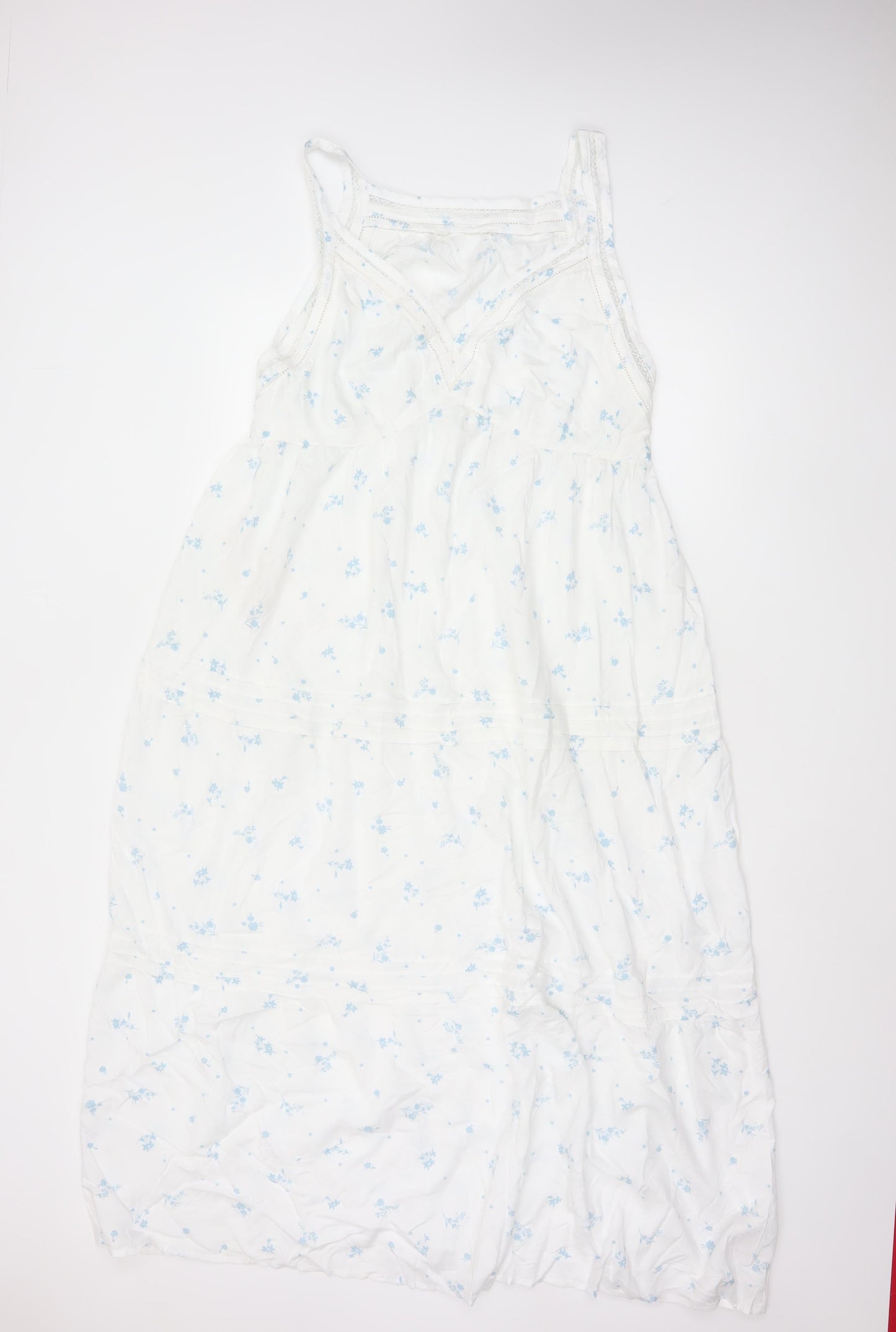 Marks and Spencer Womens White Floral Lace Trim Chemise Nightdress S