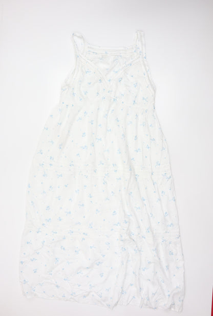 Marks and Spencer Womens White Floral Lace Trim Chemise Nightdress S