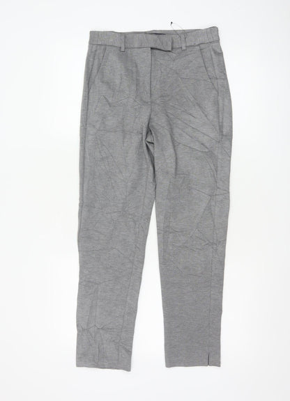 Marks and Spencer Womens Grey Size 8 Short Slim Fit Jersey Trousers