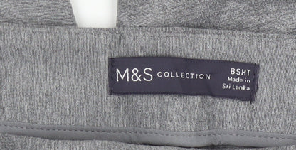 Marks and Spencer Womens Grey Size 8 Short Slim Fit Jersey Trousers